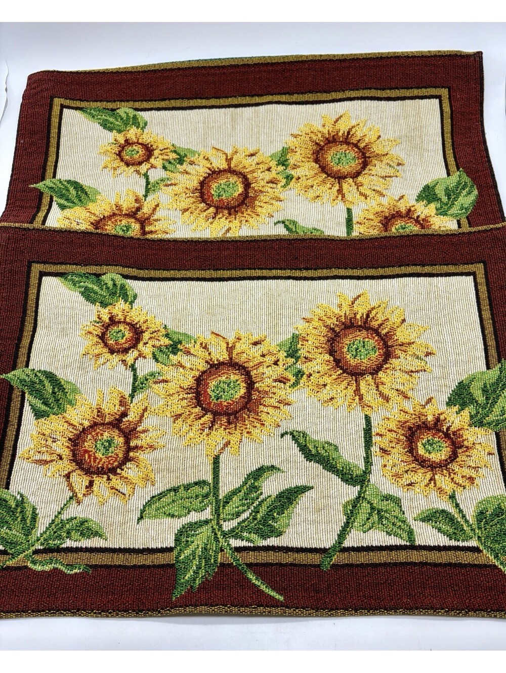 Set of 2 Tapestry Sunflower Placemats Country Decor Cottagecore Autumn Fall